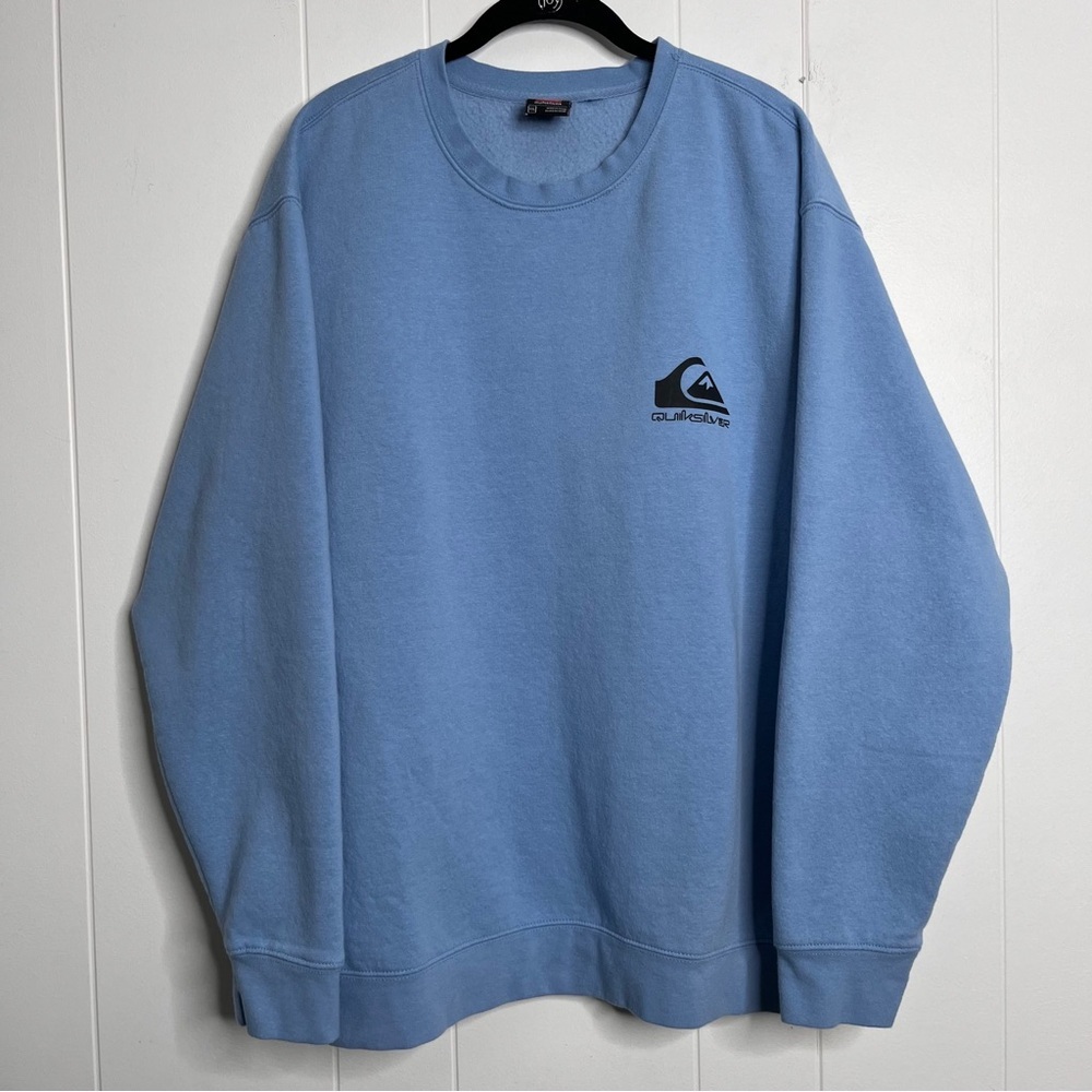 Quiksilver Men's Light Blue Crewneck Sweatshirt Size XXL Chest Logo